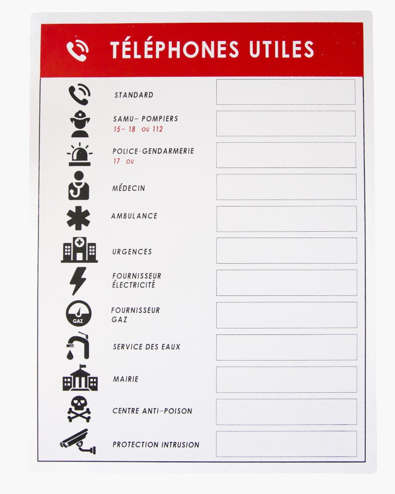 Pancarte affichage "services d'urgence" 40x30 - pvc rigide