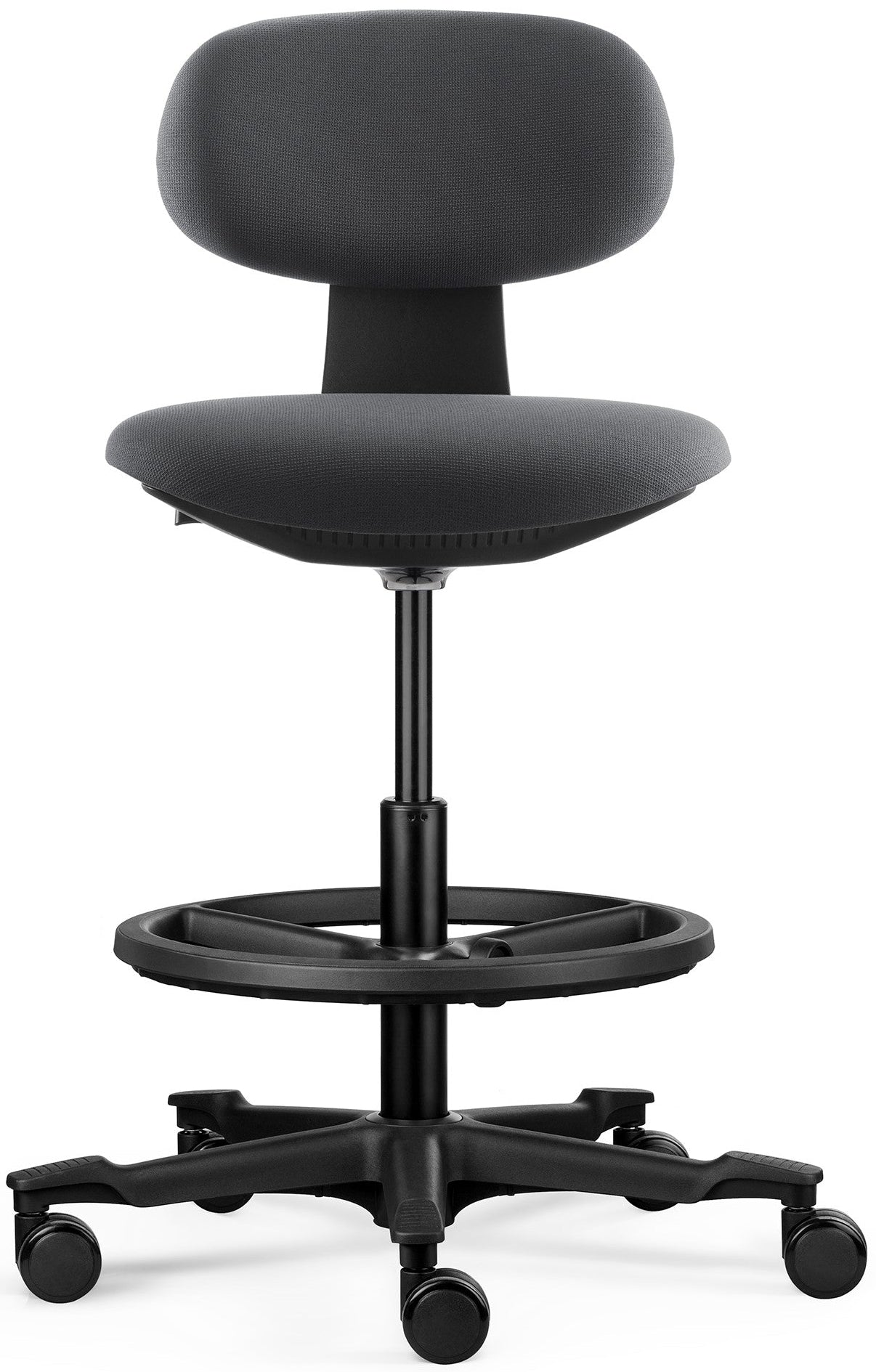 tabouret pour table haute flex- dossier et assise tissu gris anthracite