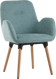 Fauteuil shineo tissu bleu turquoise piétement bois