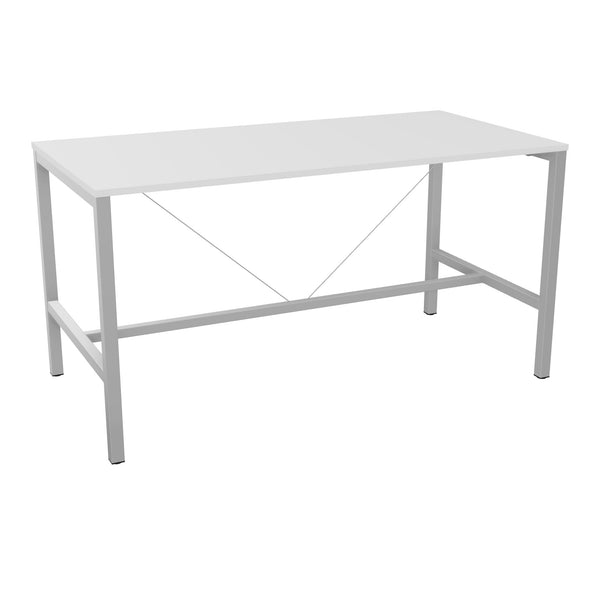 Table de réunion 200x100 version haute -blanc neige-gris alu