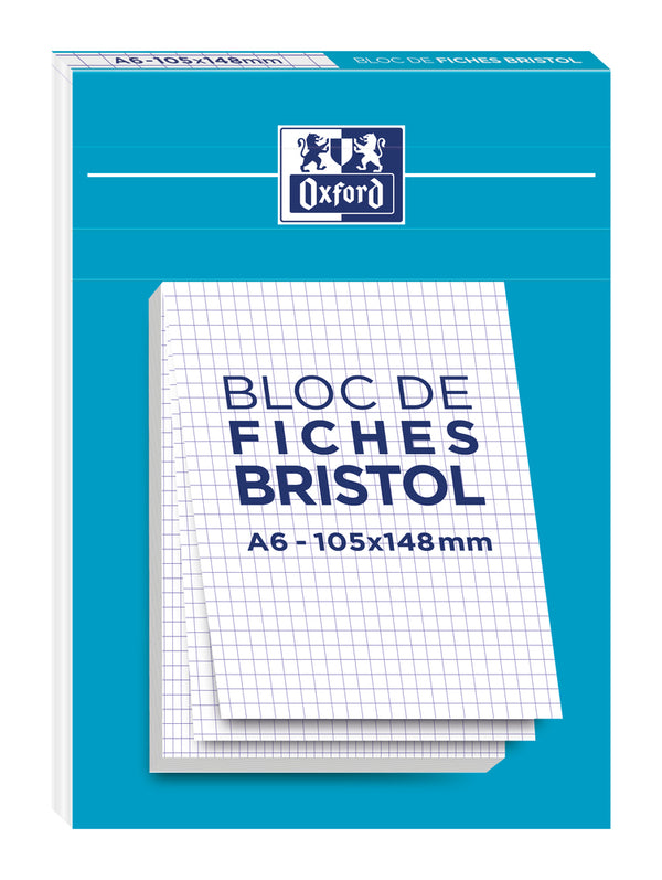 Fiches bristol A6 blanc 5x5 -bloc de 30