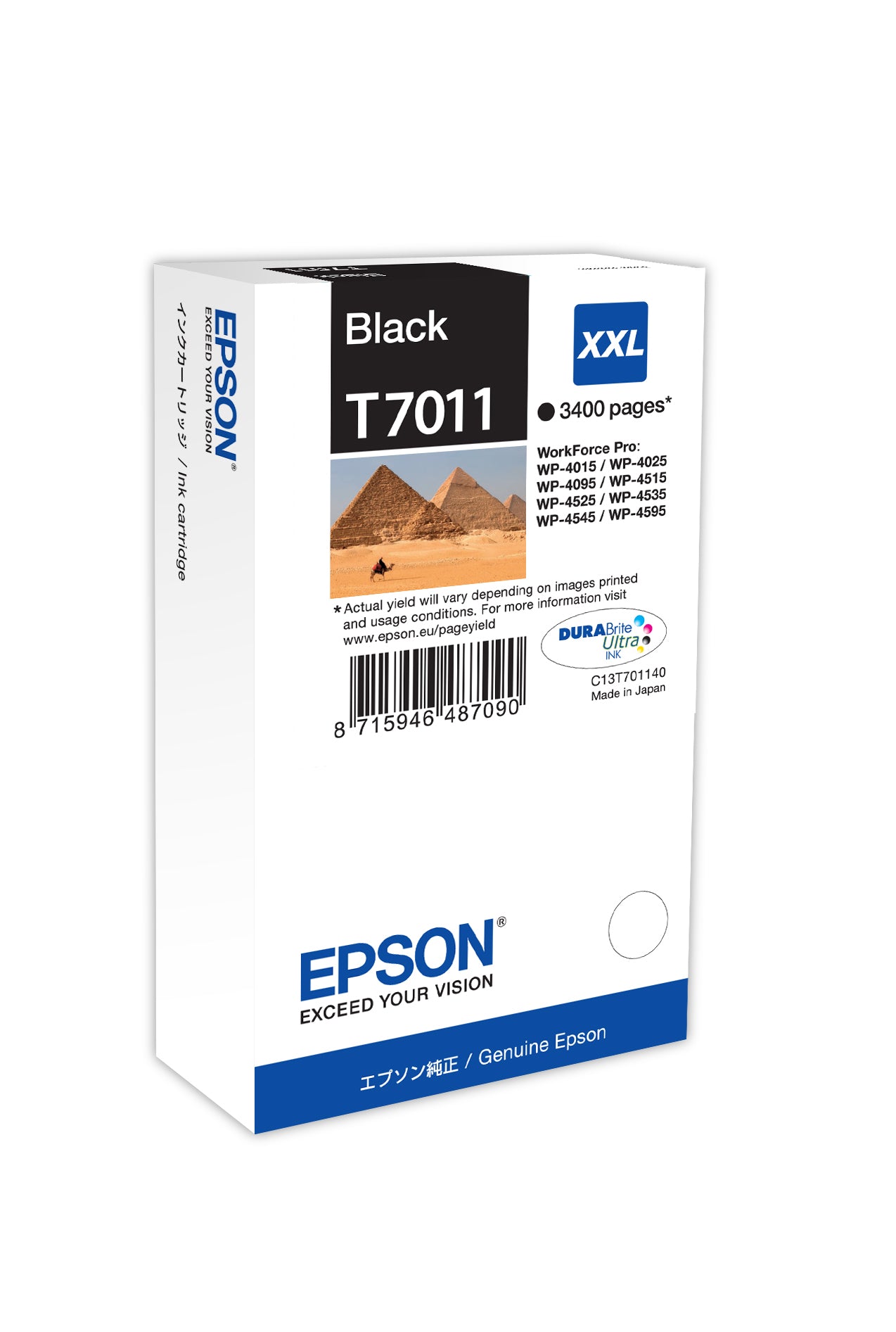 Cartouche d'encre Epson t7011 xxl noire - rendement élevé