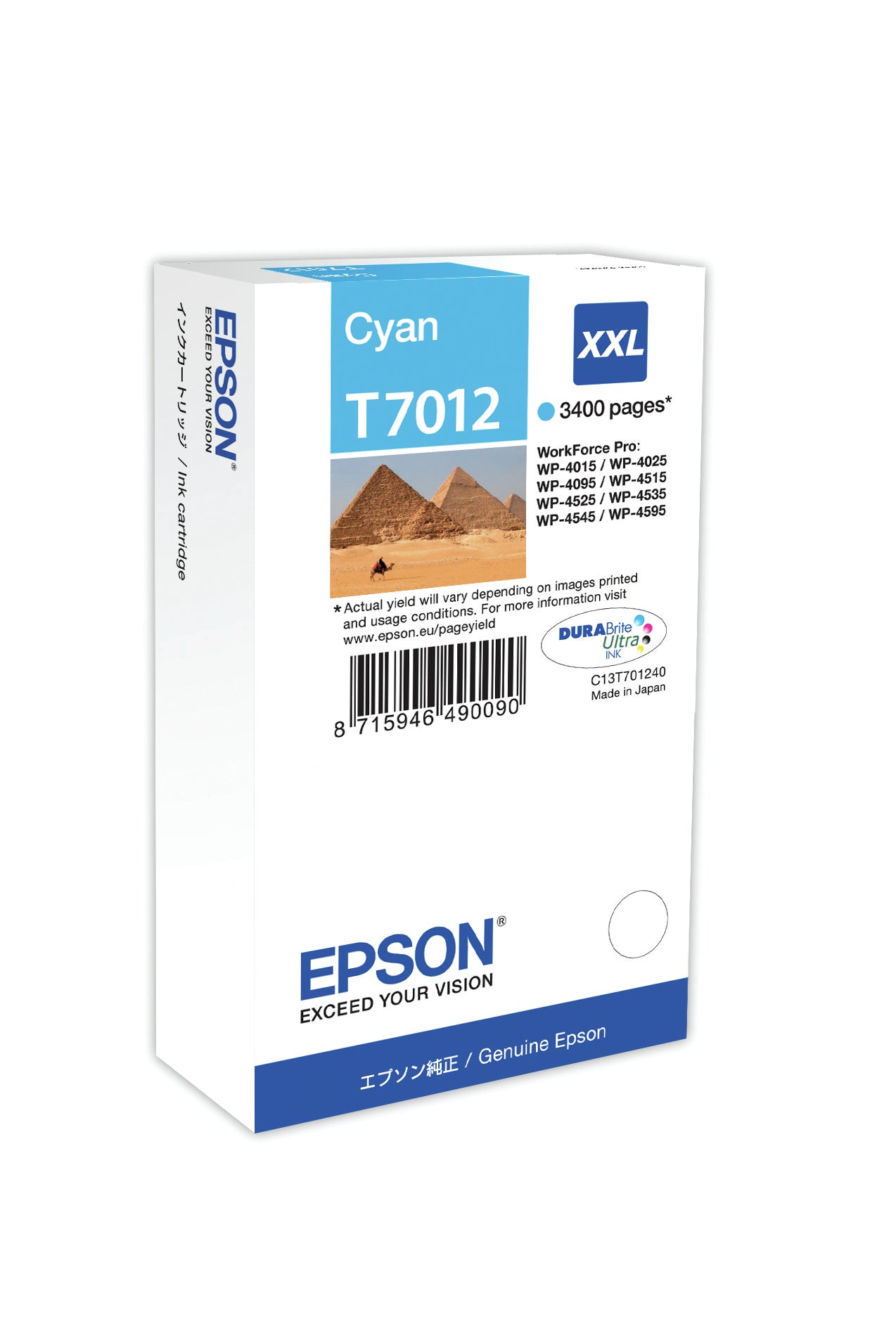 Cartouche d'encre Epson t7012 xxl cyan - haute capacité