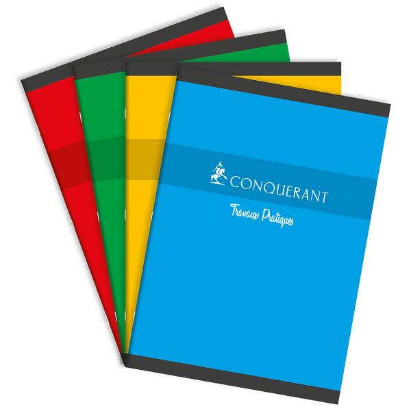 Cahier de Travaux Pratiques A4 Conquerant Grands Carreaux Seyès/Uni Blanc 96 Pages
