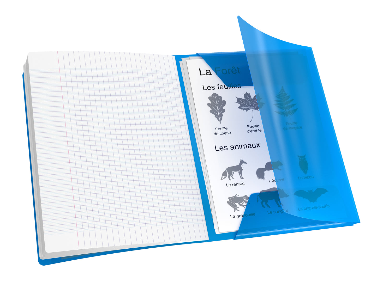 Cahier polypropylène avec rabat 48 pages seyes -24x32 bleu