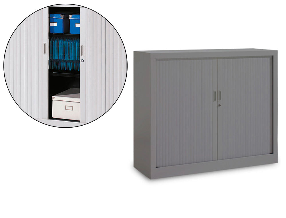 Armoire Basse à rideau monobloc -H100 xL120xP43 -gris anthracite