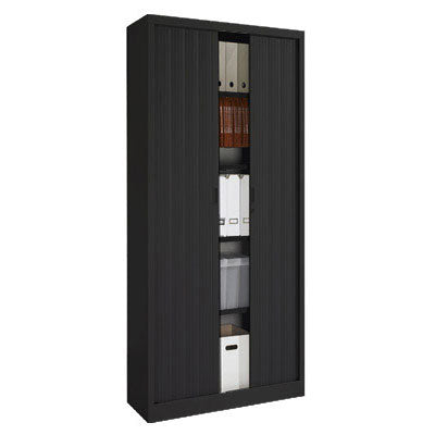 Armoire haute à rideaux -H198xL120xP43-noir