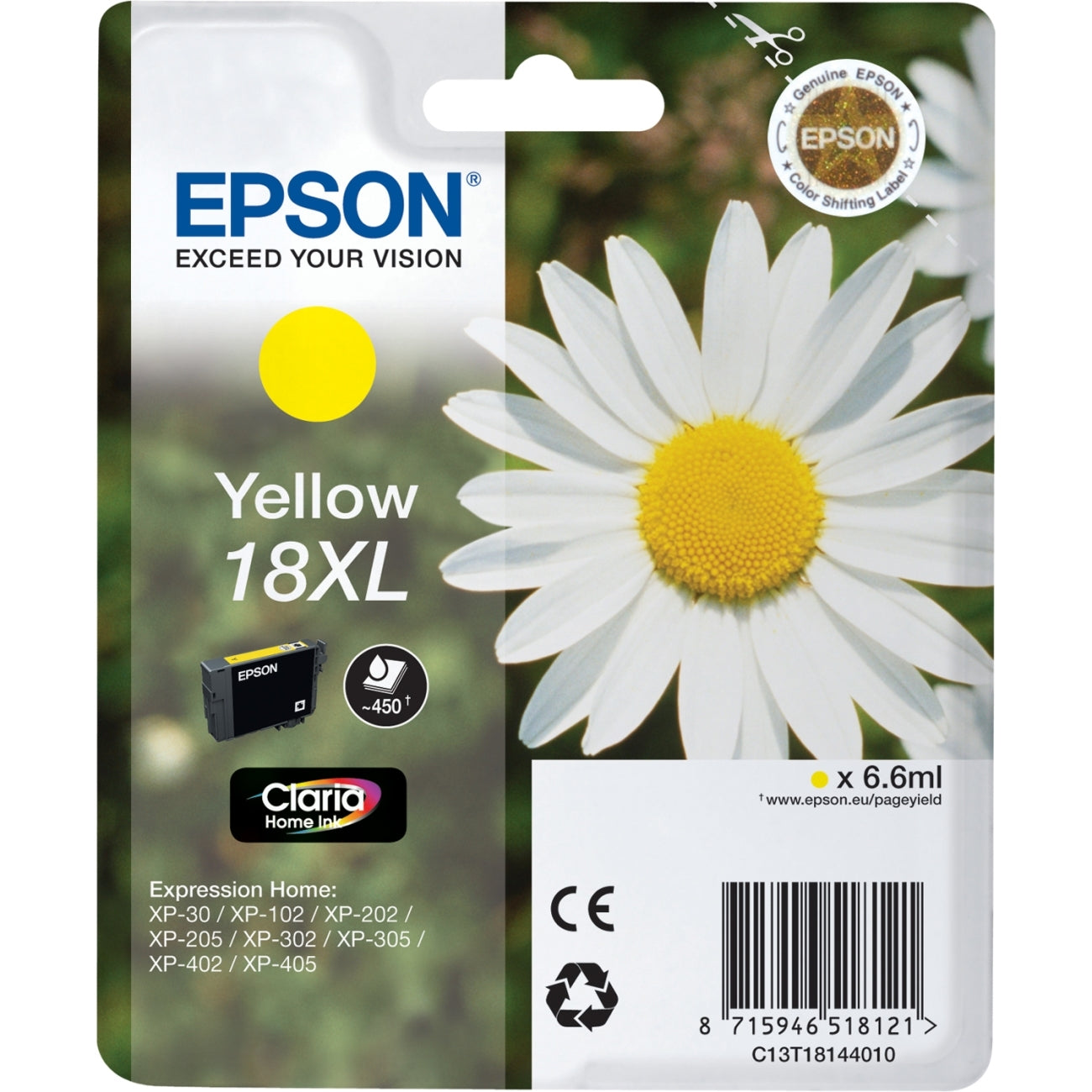 Cartouche d'encre Epson t18144012 jaune 18xl - rendement élevé
