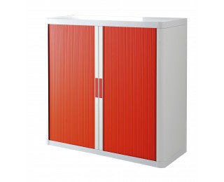 Armoire Basse à rideau easyoff h104 blanc / rouge