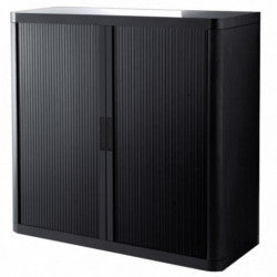 Armoire Basse à rideau easyoff h104 noir / noir