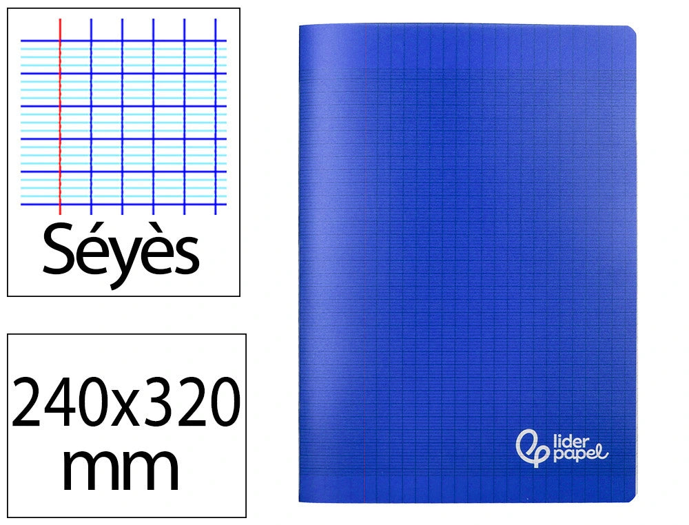 Cahier Seyes 24x32 - couverture bleu Polypropylène-96 pages