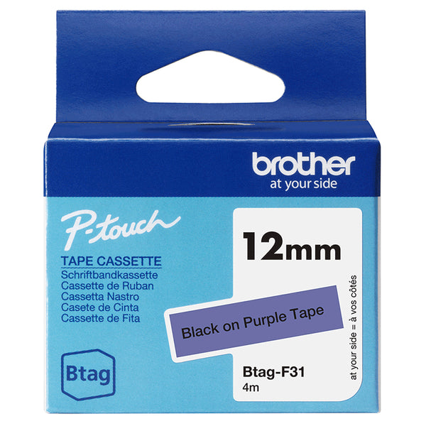 Ruban étiqueteuse Btag 12mm Noir/Violet - Résistant et Durable