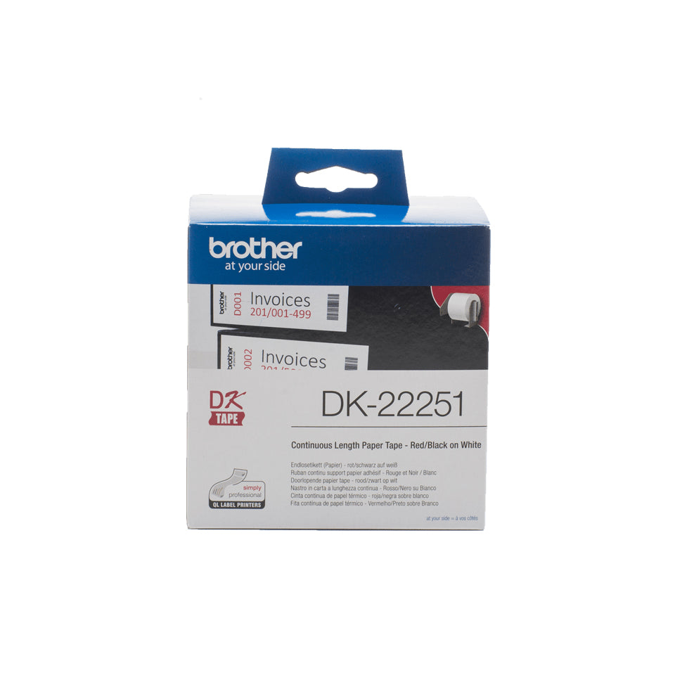 Ruban brother ql dk22251 noir / rouge