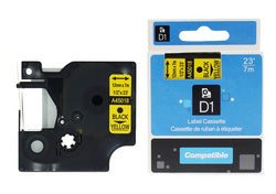 Ruban pour Dymo D1-12mm- noir-fond jaune