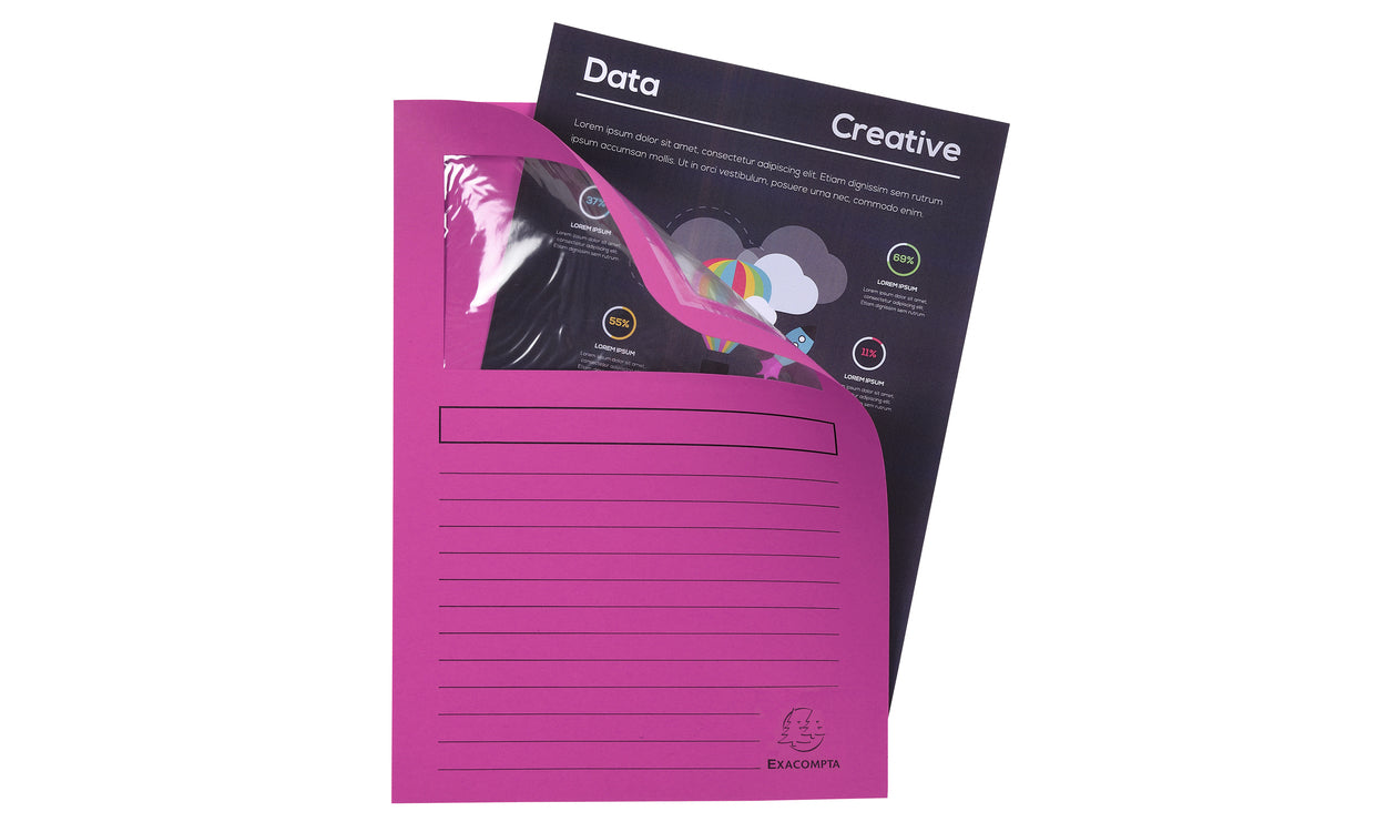Pochette coin papier fenêtre A4 Fuchsia - 130g/m², paquet de 100