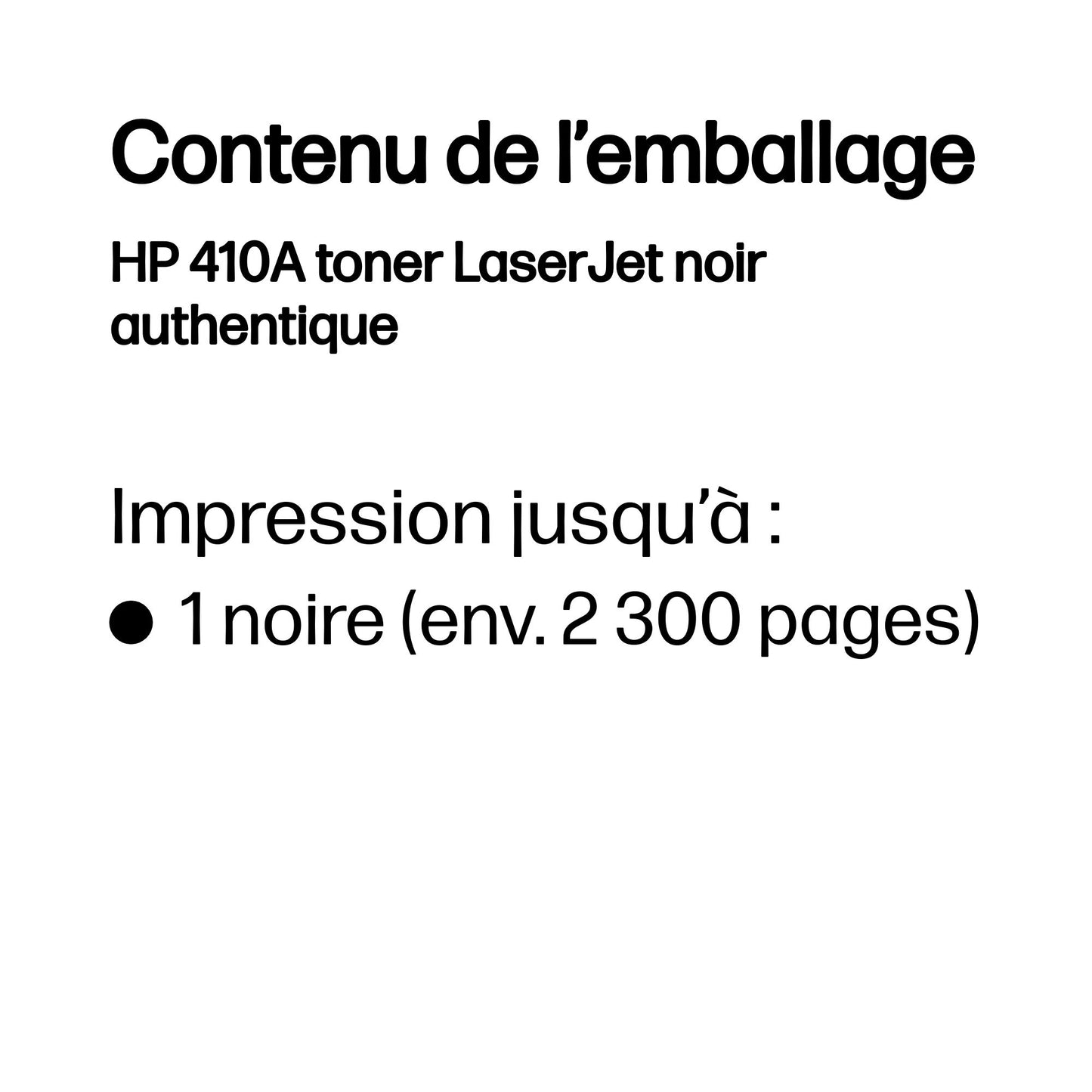 Cartouche toner HP cf410a - rendement 2300 pages