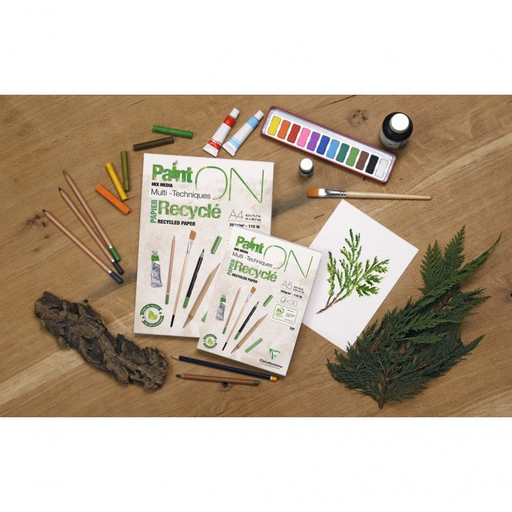Bloc de papier dessin recyclé A5 - 250g, 30 feuilles