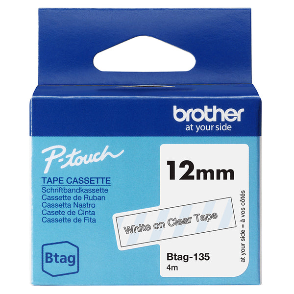 Ruban Brother Btag 12mm - blanc-transparent