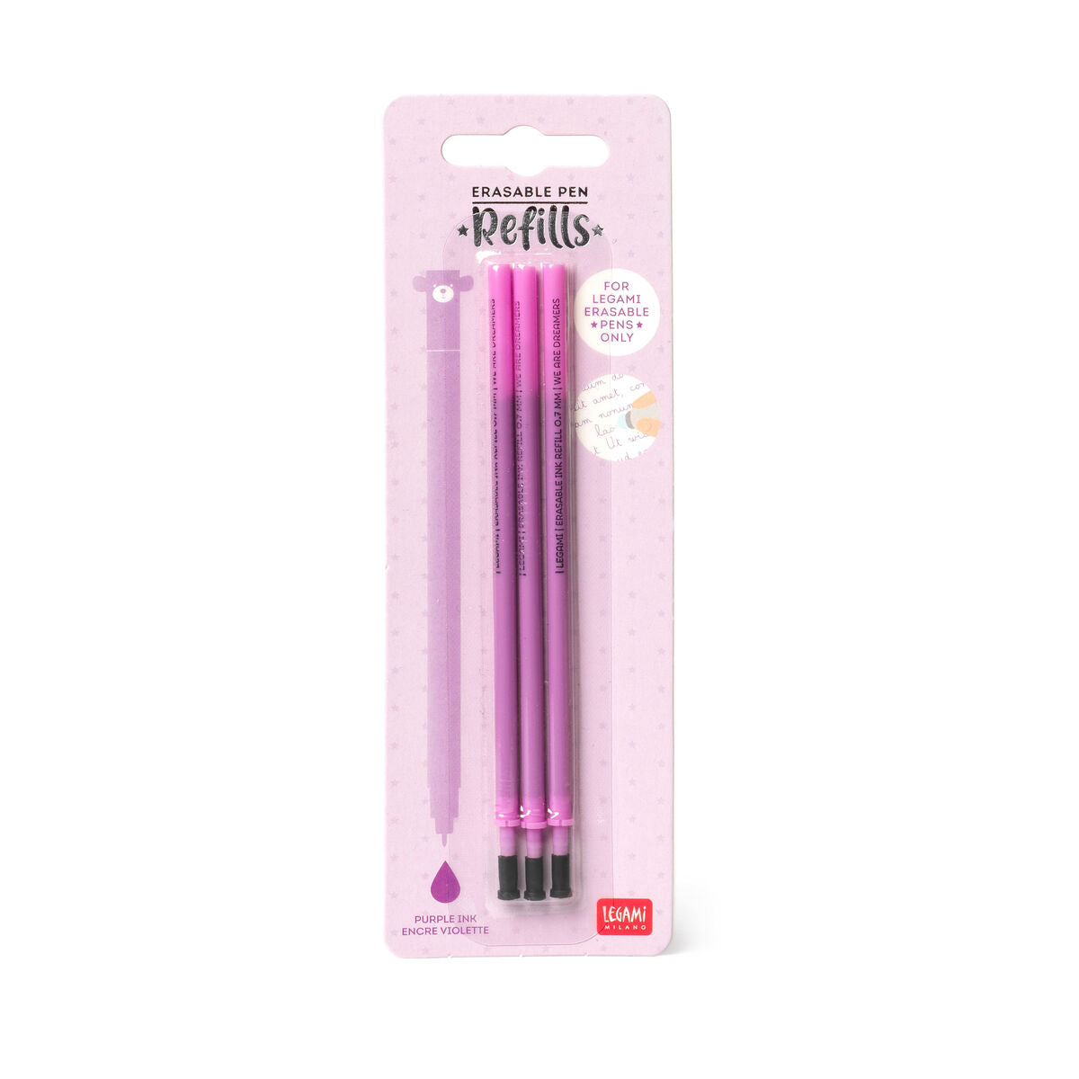 Recharges stylo legami effaçable - pointe 0,7 mm violet- pack de 3
