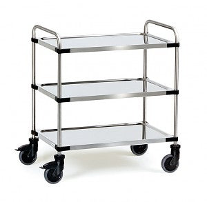 Chariot inox 3 plateaux - Dimensions 1000 x 600 mm