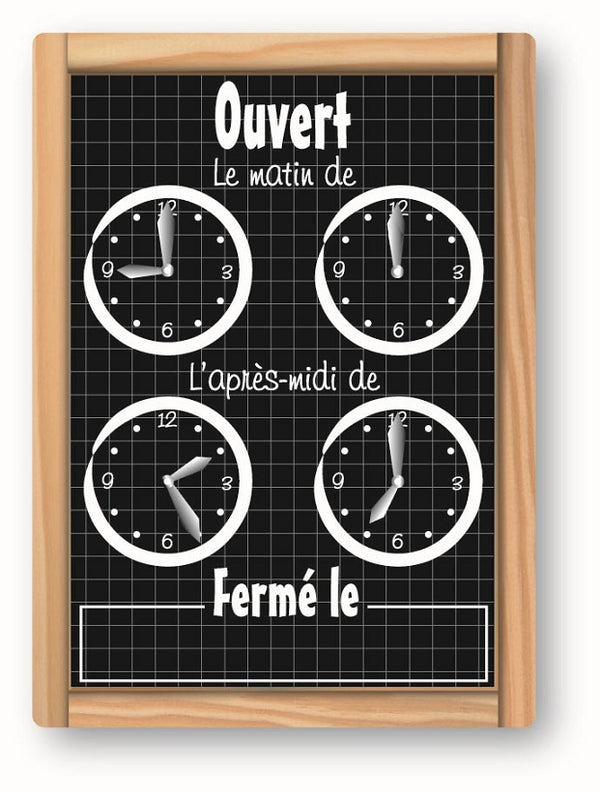 Pancarte horaires ardoise noir24x16