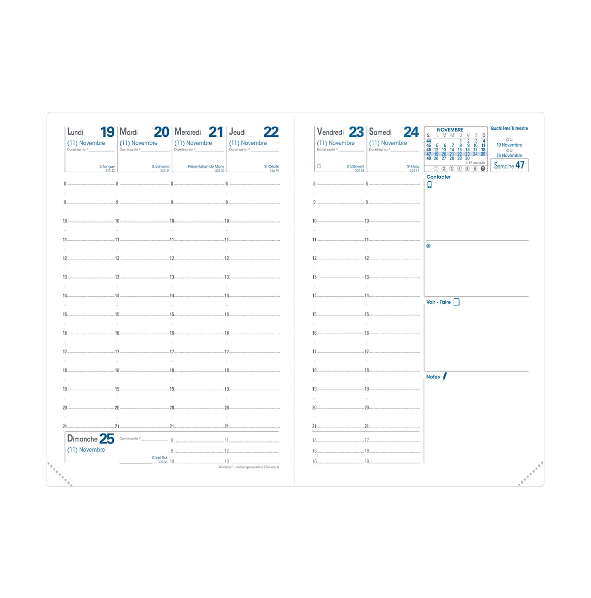 Agenda semainier de poche QUO VADIS Affaires Impala Noir