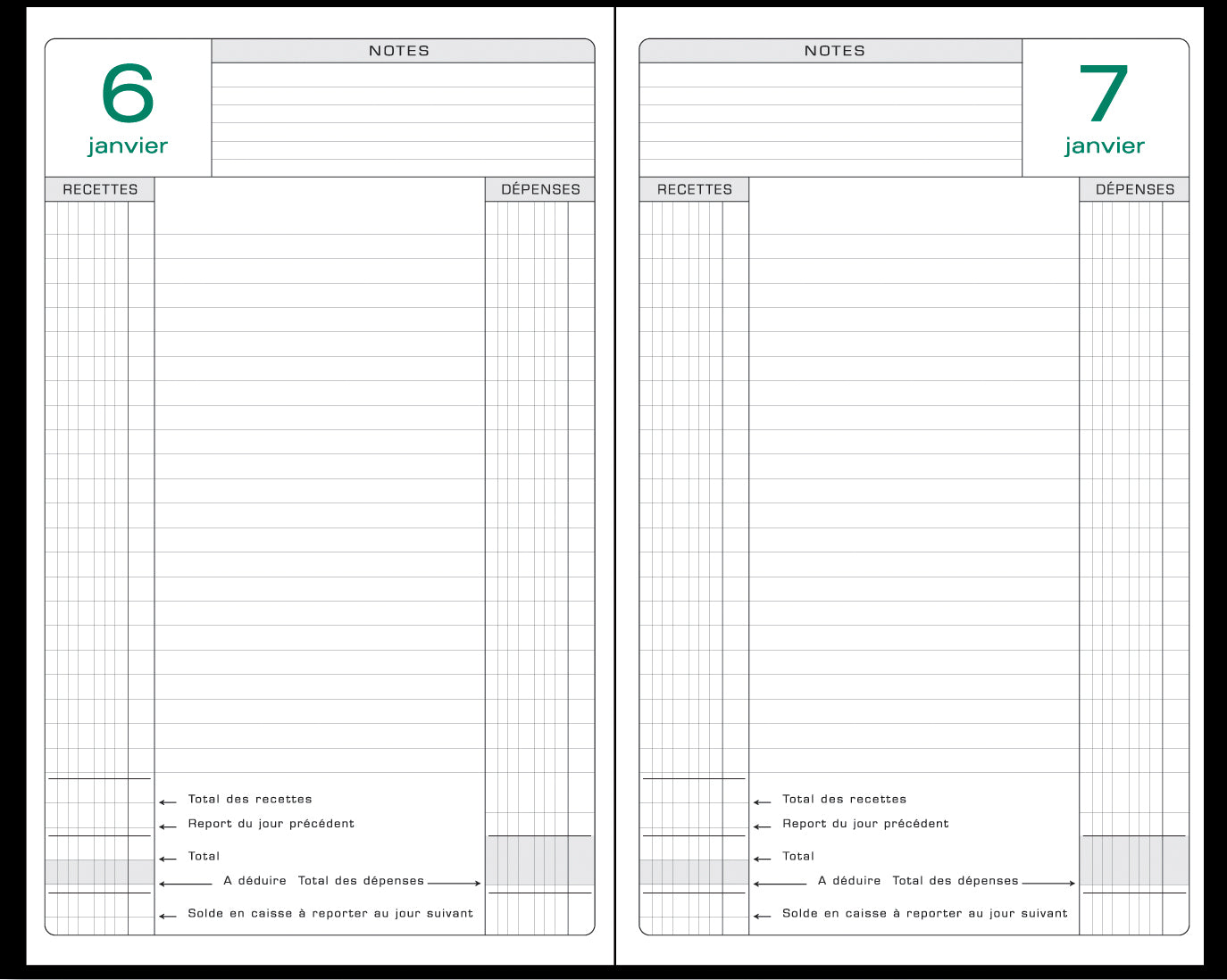 Agenda Perpétuel Caisse Noir EXACOMPTA 14,8×21 cm