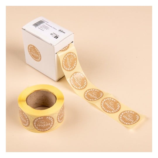 Étiquettes rondes Ø 35 mm - Fait main, rouleau de 500