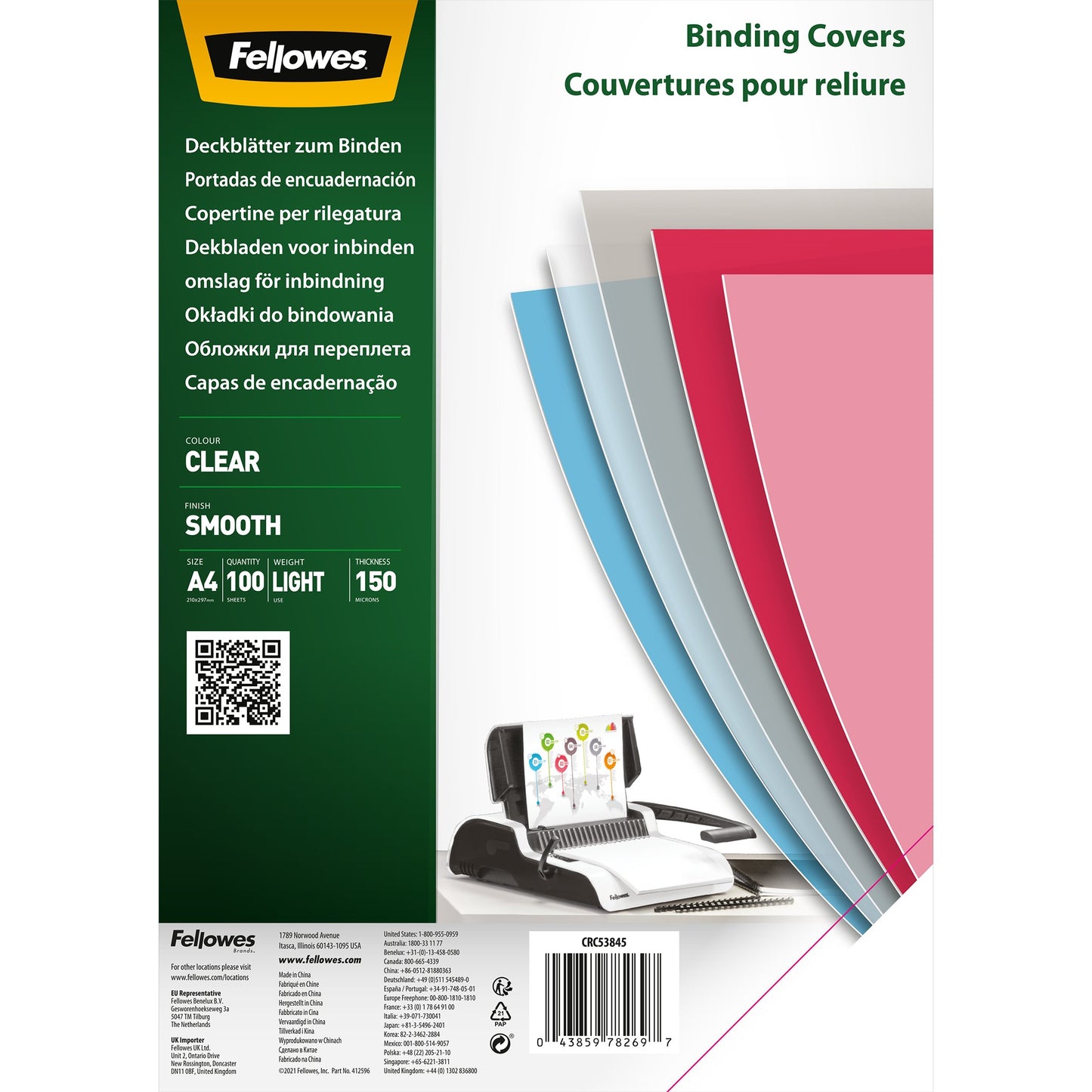 Couverture transparente A4 -150 microns -paquet de 100