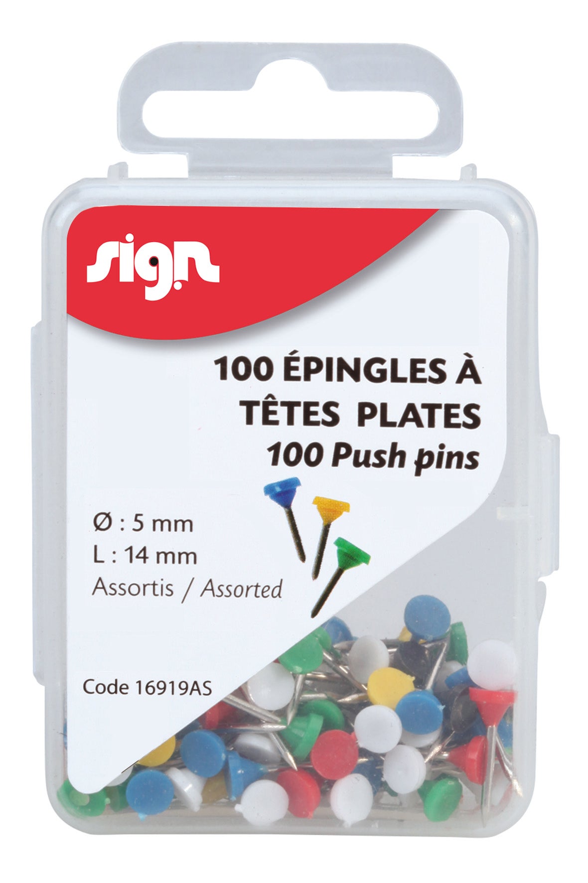 Epingle signalisation tableau 5mm assorti- boite 100