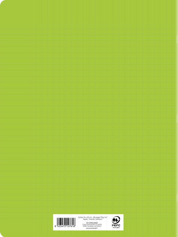 Cahier 24x32 cm 96 pages Seyes Couverture Polypropylène Vert