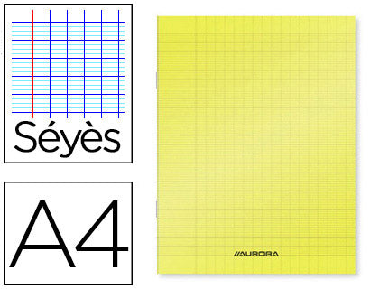 Cahier polypropylène 90g 21x29,7- 96 pages seyes- jaune