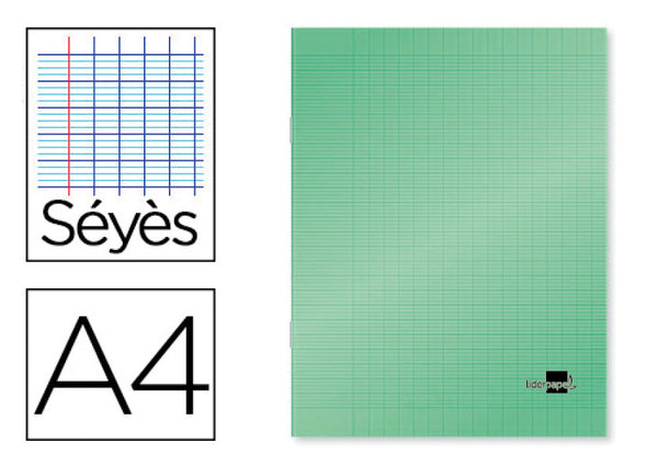 Cahier piqure polypropylène 21x29,7- 96 pages seyes- vert