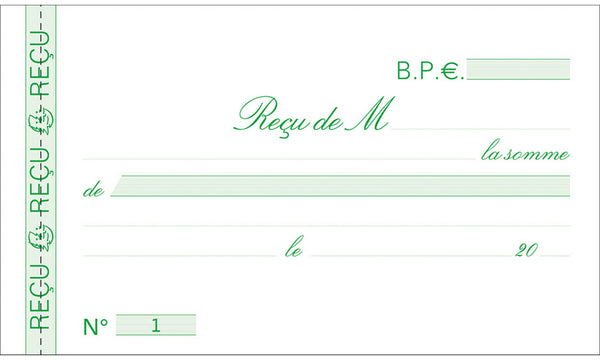 Carnet de recus sans tva ref 23170