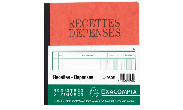 Registre Recettes-Dépenses 21x19cm - EXACOMPTA 930E - 80 Pages