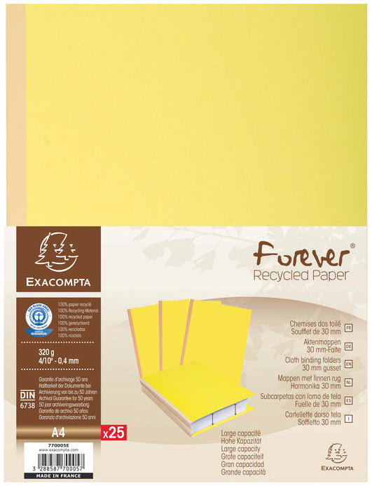 Chemise dos toile jaune paquet 25