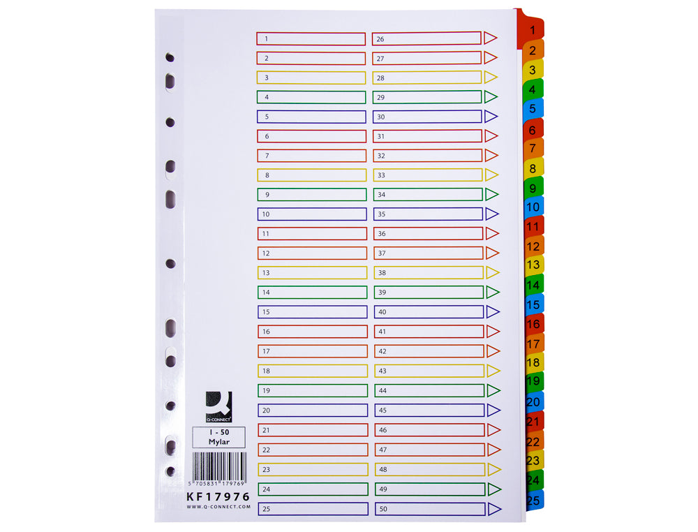 Intercalaires A4 numérique 25 positions polypro couleur