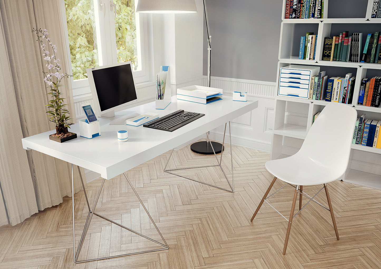 Corbeille courrier design wow bleu