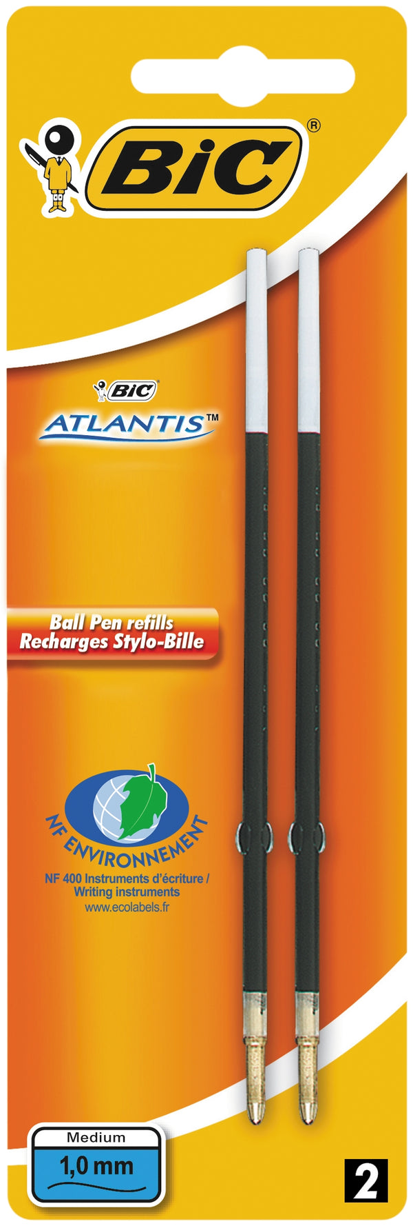 Recharge stylo bic atlantis noir lot de 2