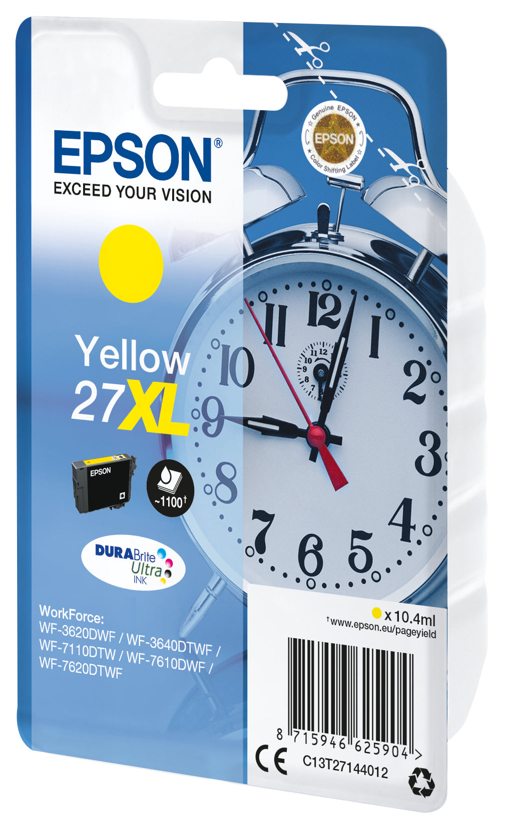 Cartouche d'encre Epson c13t27144 jaune 27xl reveil - haute capacité