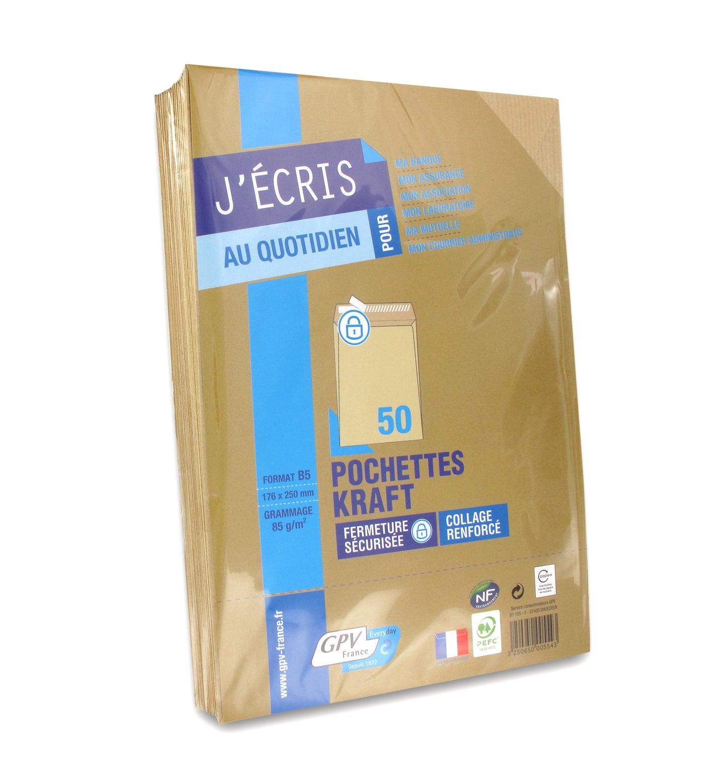 Pochettes expédition kraft brun 176x250- paquet de 50