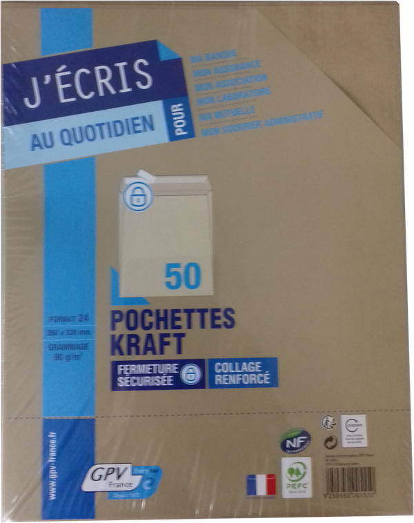 Pochette d'expédition 260x330 kraft 90g paquet de 50