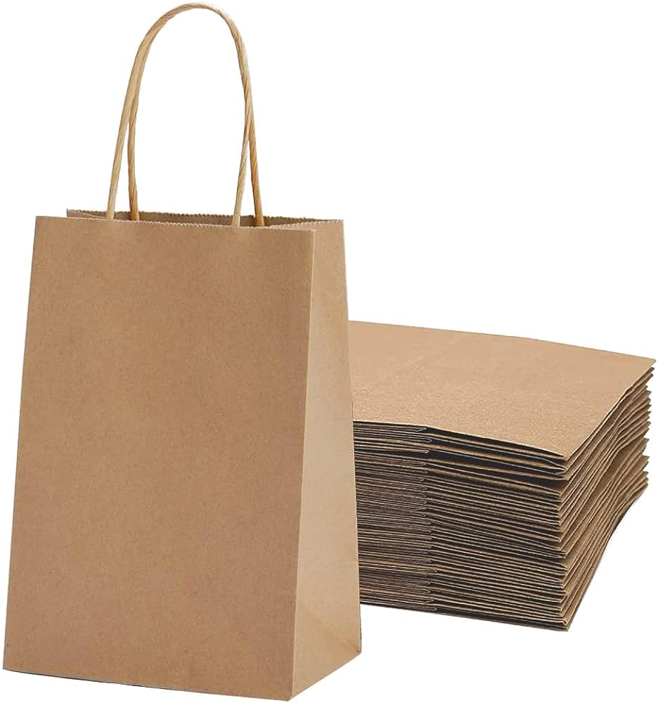 Sac papier kraft brun 18x22x8cm - Poignées torsadées résistantes - Lot de 50