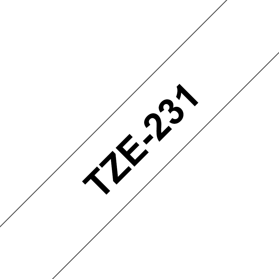 Ruban Brother 12mm TZE231 - noir/blanc