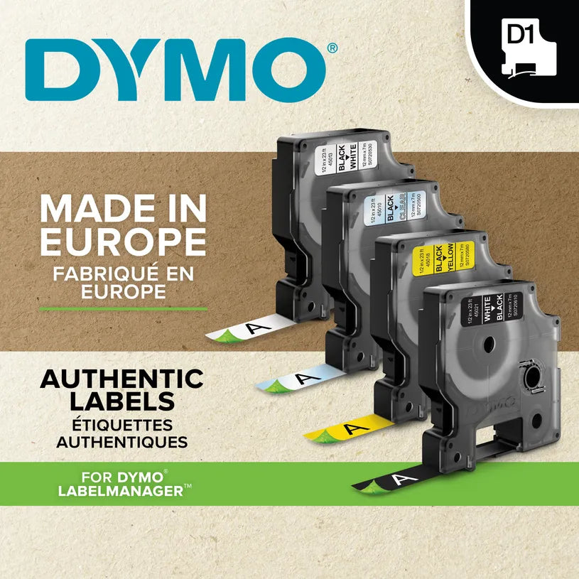 Ruban Dymo D1 9mm - noir/rouge