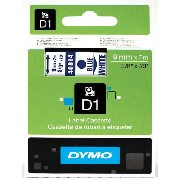 Ruban Dymo D1 9mm- bleu/blanc