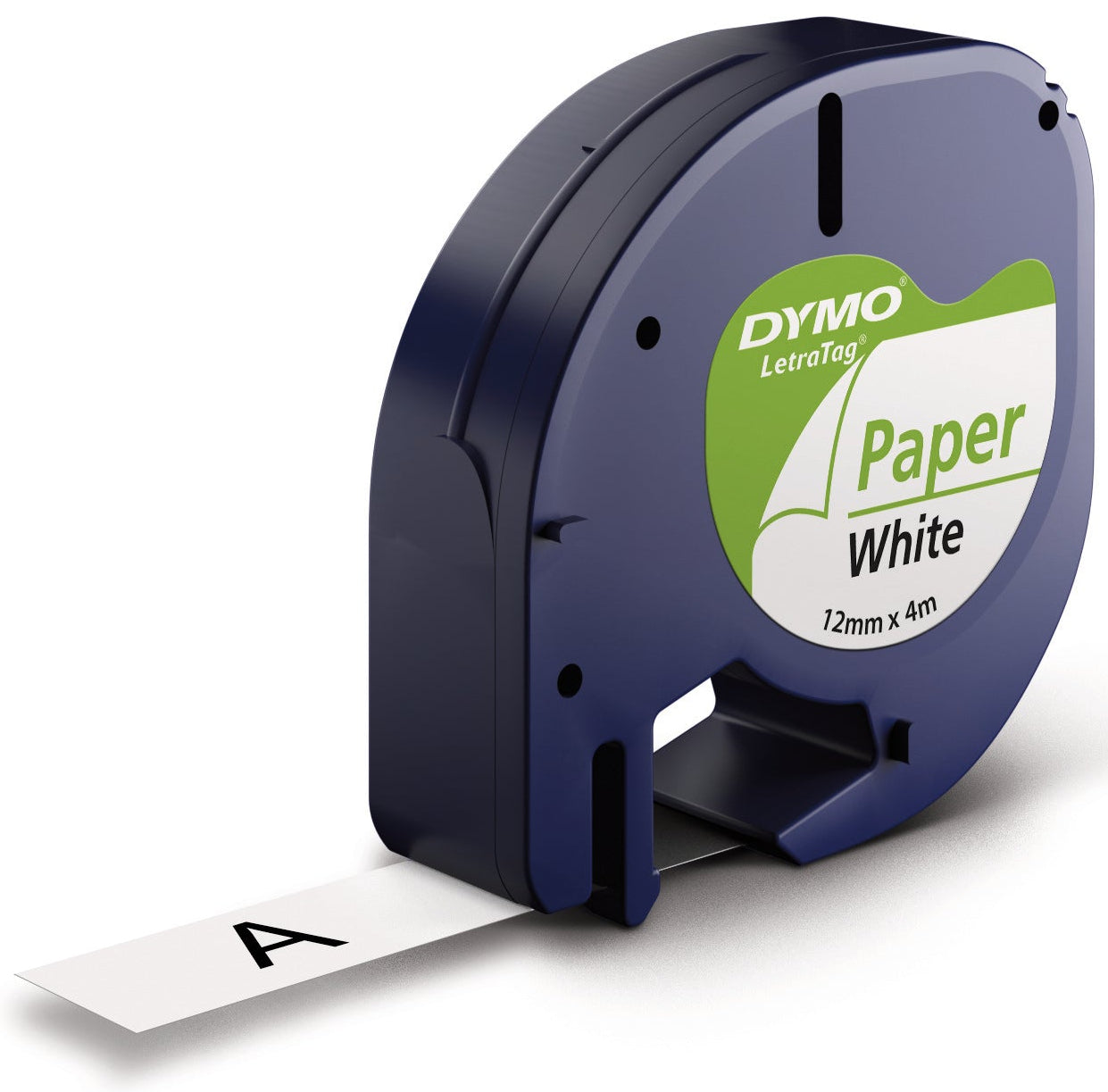 Ruban papier letratag 12mm x 4m - noir/blanc