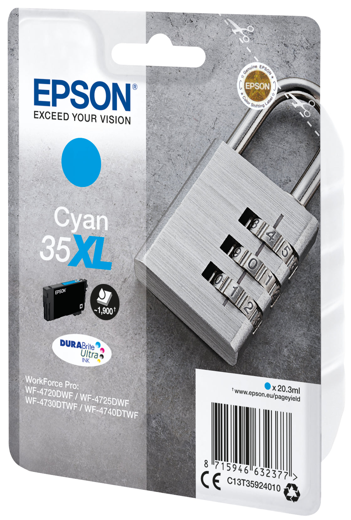 Cartouche Epson cyan xl - rendement élevé 1900 pages