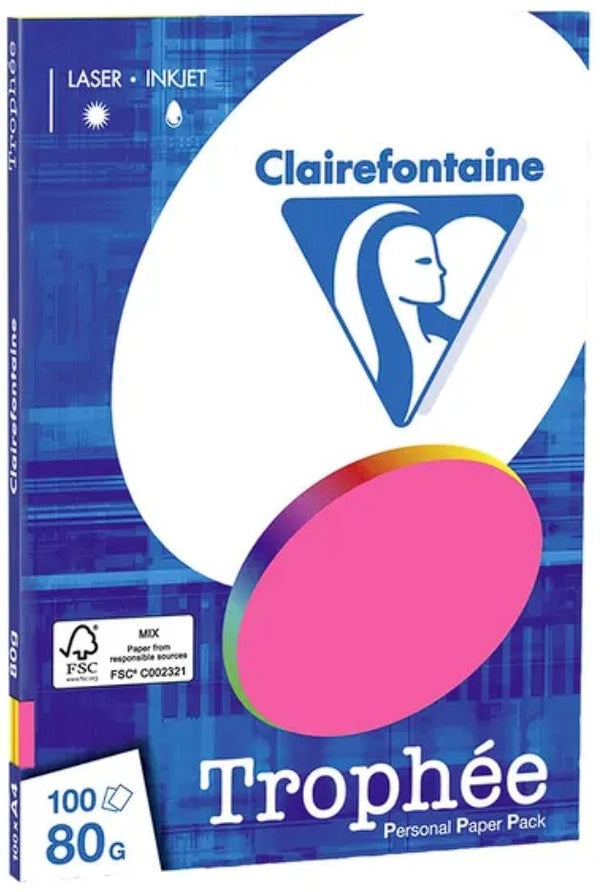Papier A4 80g Clairefontaine Trophée Fluo - 100 Feuilles