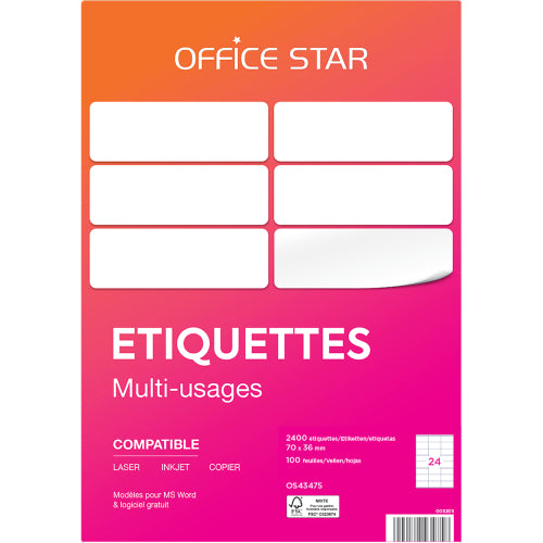 Étiquettes Multi-usages 70x36 mm - 2400 unités